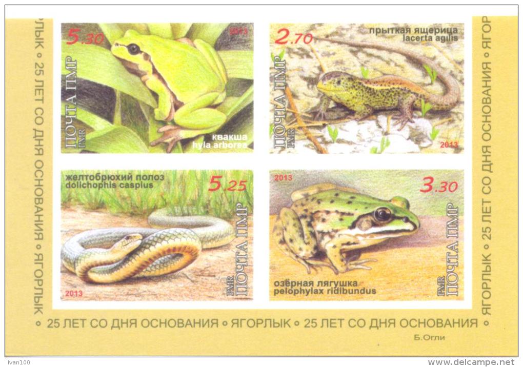 2013, Natural Reserves, Jagorlyk, Reptilies & Amphibies, 4v IMPERFORATED Se-tenant, Mint/** - Schlangen