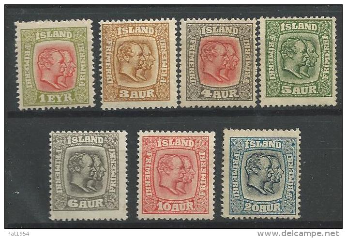 Islande 1913 N° 75/81  Neufs * MH  Cote 300 Euros - Nuevos