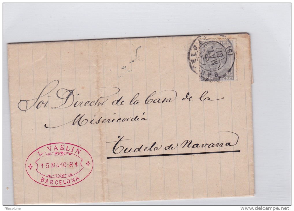 00977 Carta De  Barcelona A Tudela De Navarra 1881 - Storia Postale