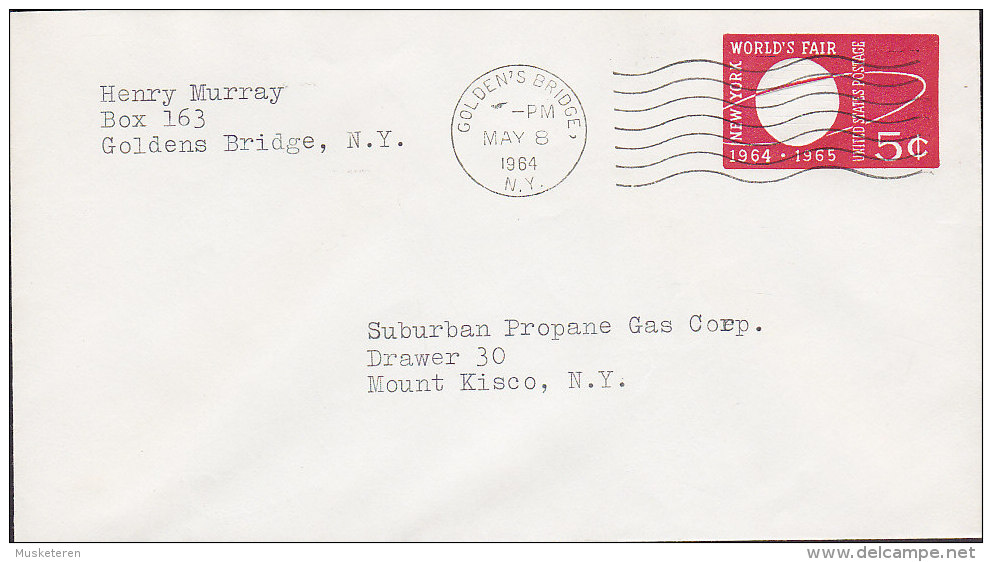 United States Postal Stationery Ganzsache Entier GOLDEN'S BRIDGE (N.Y.) 1964 Cover To MOUNT KISCO World's Fair - 1961-80