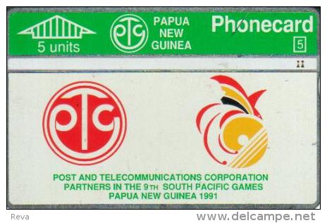 PAPUA NEW GUINEA 5 U SOUTH PACIFIC GAMES SPORT LOGO L & G PNG-01 MINT CV$15US 1ST ISSUE READ DESCRIPTION !!! - Papua-Neuguinea