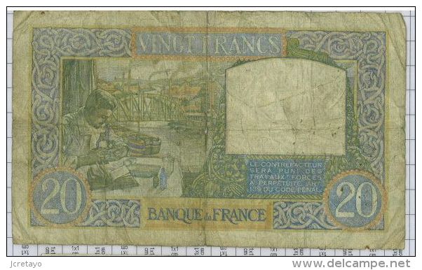 20 Francs Science Et Travail, Ref Fayette 12-6, état TB-TTB - 20 F 1939-1942 ''Science Et Travail''