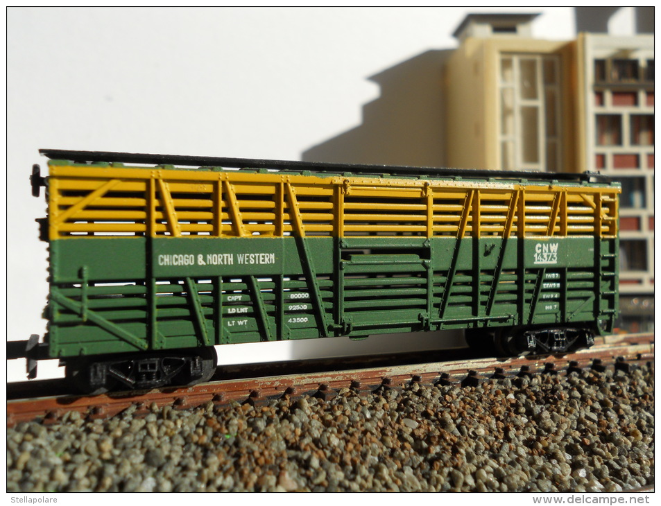 SCALA N -CARRO TRASPORTO BESTIAME USA - CHICAGO AND NORTHWESTERN - Goods Waggons (wagons)