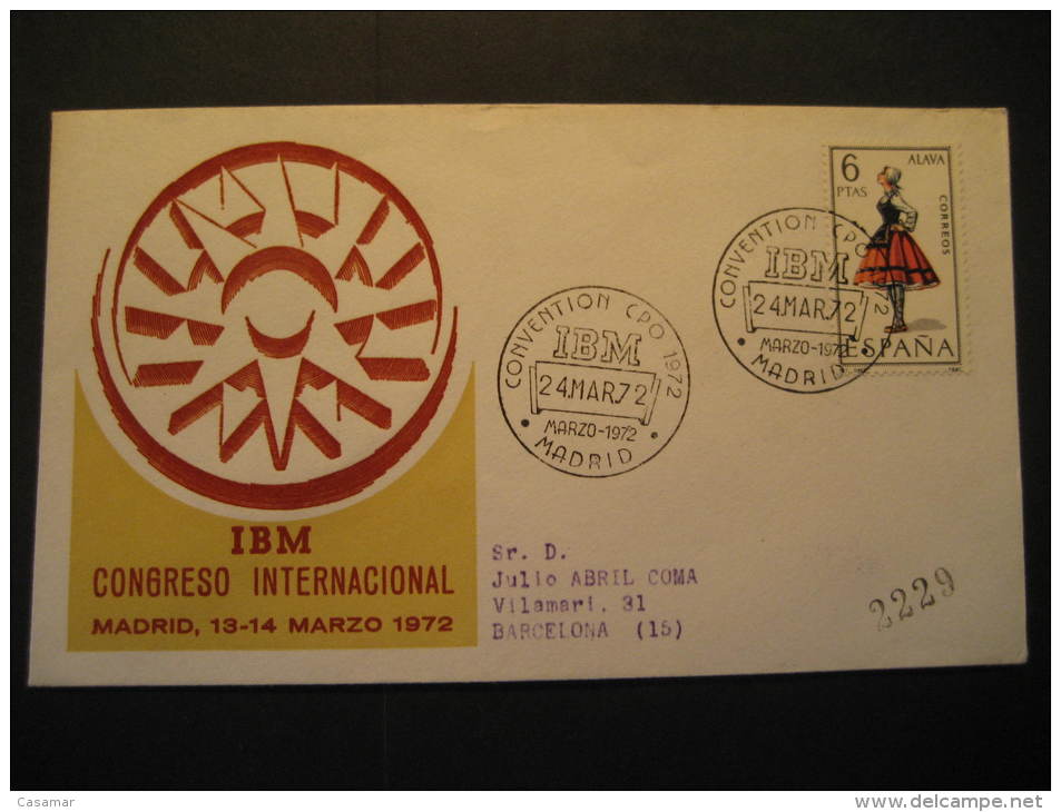 Madrid 1972 IBM Computer Computers Telecom Informatics Spain Cancel Cover - Computers