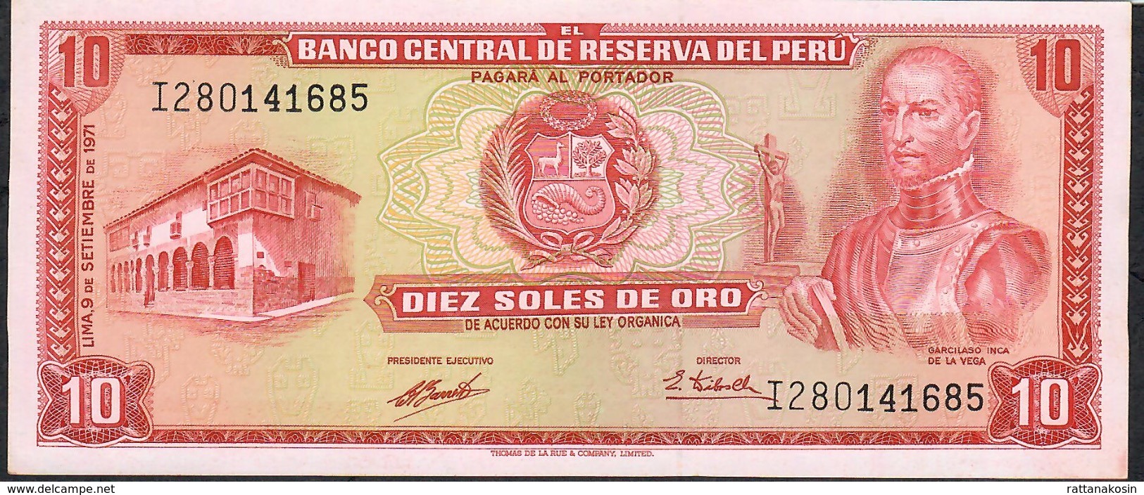 PERU  P100b   10   SOLES DE ORO    9.9.1971    UNC. - Pérou