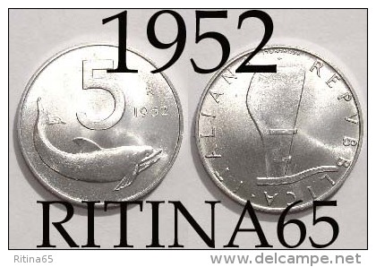 !!!  5 LIRE 1952 FDC " DELFINO " !!! - 5 Lire