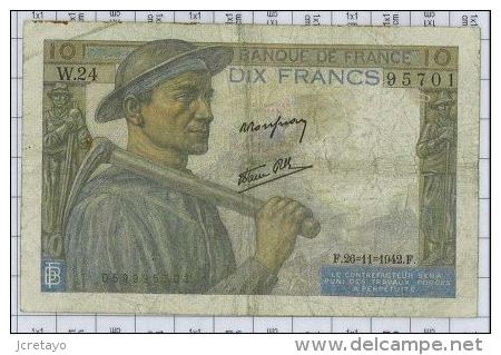 10 Francs Mineur, Ref Fayette 8-6, état TB - 10 F 1941-1949 ''Mineur''