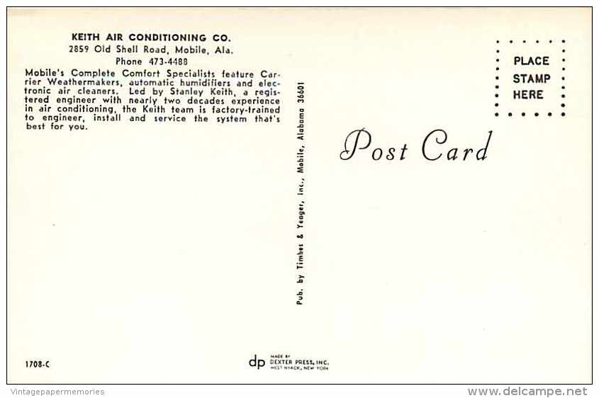 210451-Alabama, Mobile, Keith Air Conditioning, Advertising Postcard - Mobile