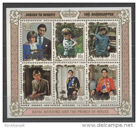 Penrhyn - 1981 Charles & Diana Overprint Block MNH__(TH-7682) - Penrhyn