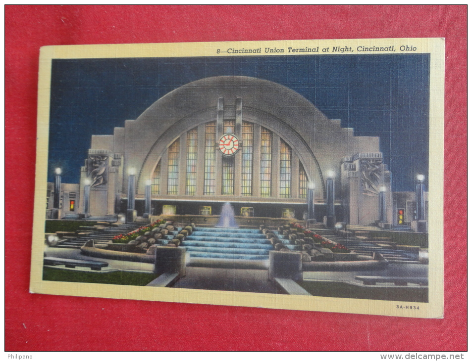 Ohio > Cincinnati -- Interior  Union Terminal At Night  1945 Cancel Ref 1055 - Cincinnati