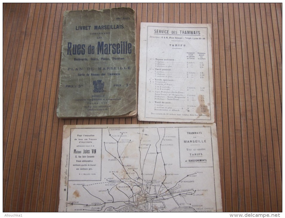 Carte Du Réseau Des Tramways Livret Marseillais Contenant Rues Marseille Lignes Durée Des Trajets Tarifs Renseignement - Europe