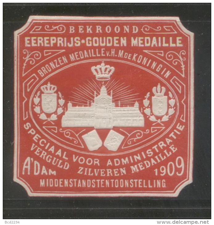 NETHERLANDS HOLLAND 1909 SMALL TRADERS EXHIBITION RARE TYPE 4 POSTER STAMP HINGED MINT - Nuovi