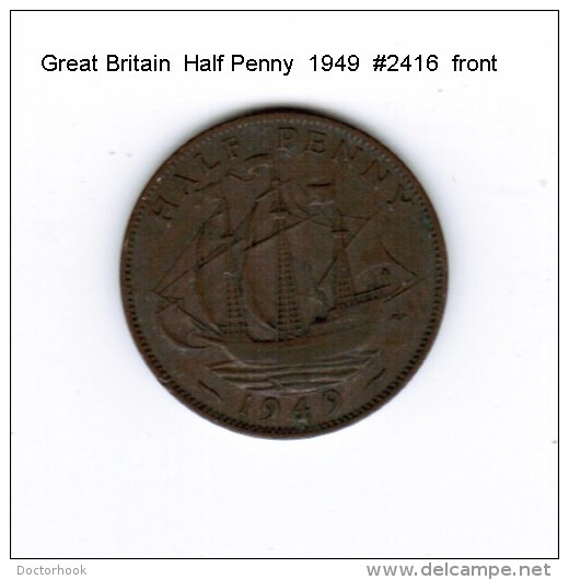 GREAT BRITAIN    1/2  PENNY  1949 (KM # 868) - C. 1/2 Penny