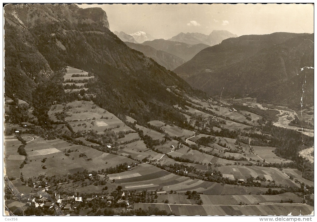 CPSM 74 DIGNY SAINT CLAIR Environs De THONES Vue Aérienne Le Fier Et Le Mont Blanc. - Dingy-Saint-Clair