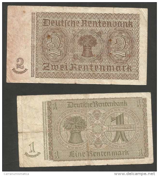 DEUTSCHLAND - Weimarer Republik - 1 & 2 RENTENMARK - Lot Of 2 Banknotes (Berlin 1937) - Verzamelingen