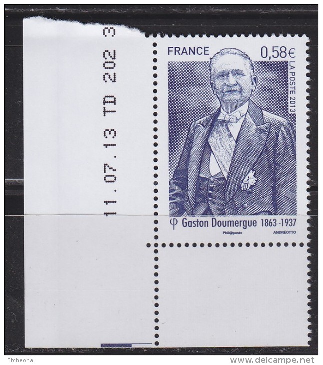 = Gaston Doumergue, Portrait, 0.58€ Neuf Gommé, Coin De Feuille Avec Date 11.07.13 TD 202 N°4793 - 2010-2019