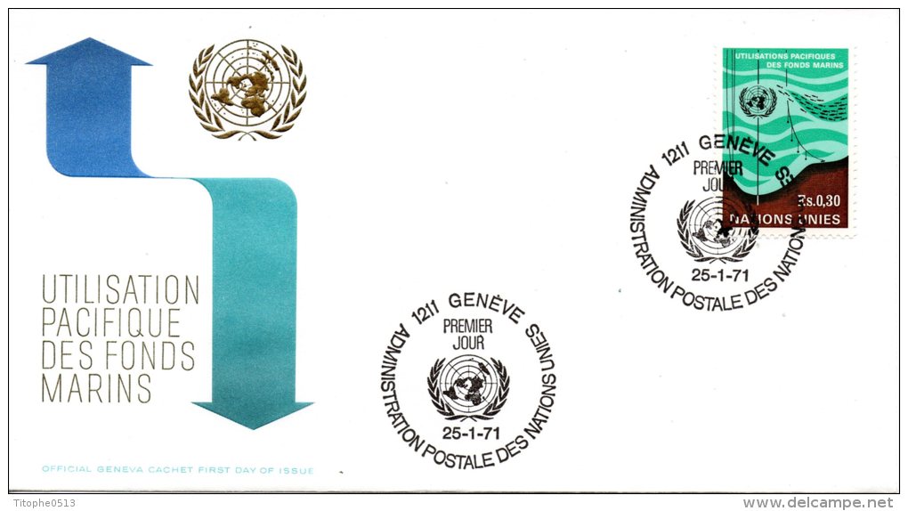 ONU GENEVE. N°15 Sur Enveloppe 1er Jour (FDC) De 1971. Utilisation Pacifique Des Fonds Marins. - FDC