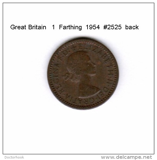 GREAT BRITAIN    1  FARTHING  1954  (KM # 895) - B. 1 Farthing