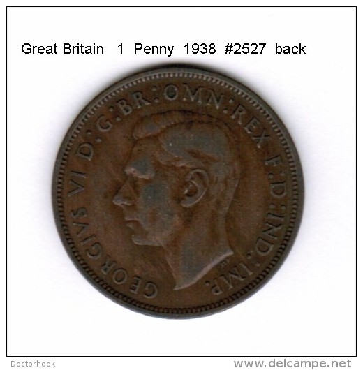 GREAT BRITAIN    1  PENNY  1938  (KM # 845) - D. 1 Penny