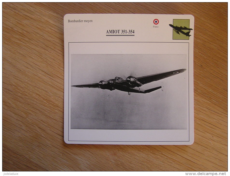 AMIOT 351 354 Bombardier Moyen  France  FICHE AVION Avec Description    Aircraft Aviation - Aviones