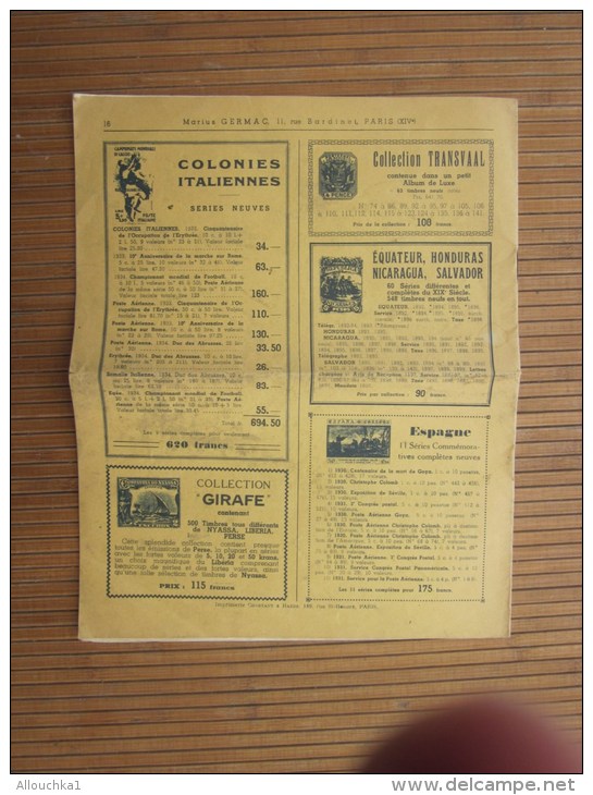 1937 Catalogue De Maison De Vente Prix Courant Général Cotation Marius Germac Paris XIVe - Catalogues De Maisons De Vente