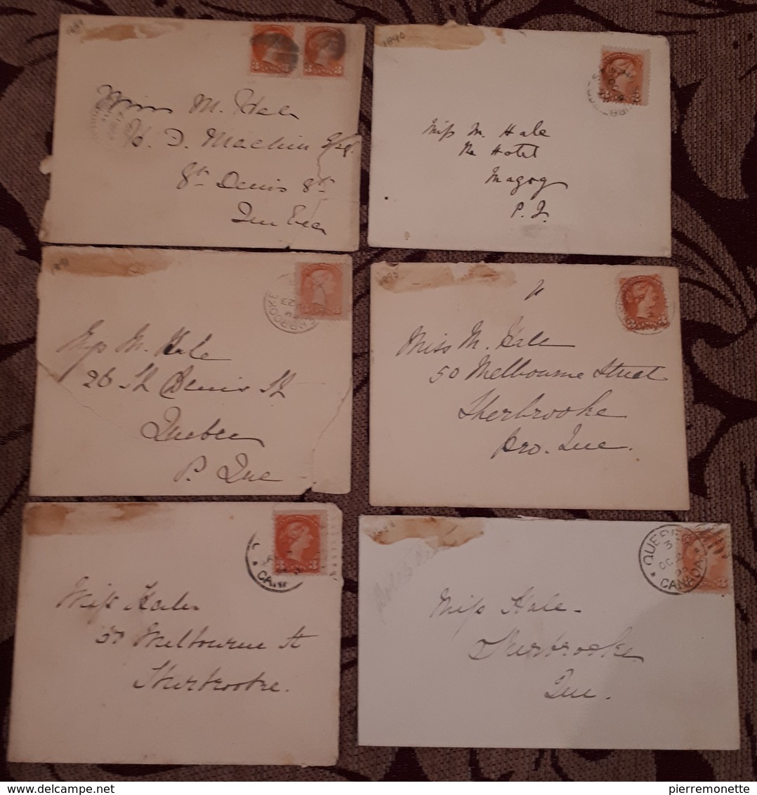 Canada 1876, 37, Queen Victoria, Enveloppes Oblitéreés En 1889-90-91-93-95-96 - Covers & Documents