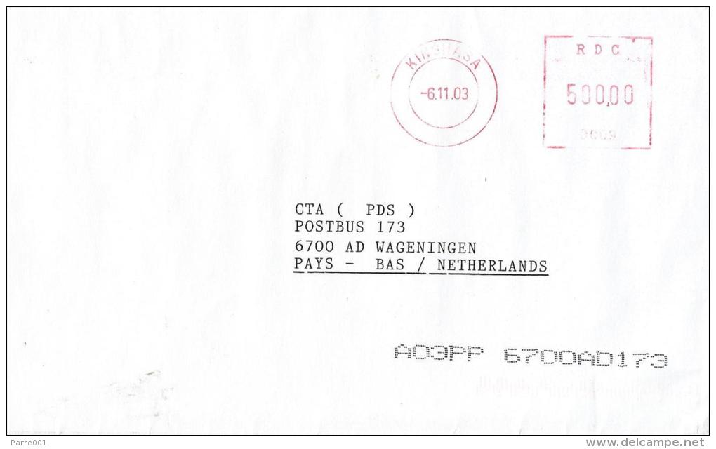 DR Congo RDC 2003 Kinshasa Hasler Mailmaster D009 Cover - Covers