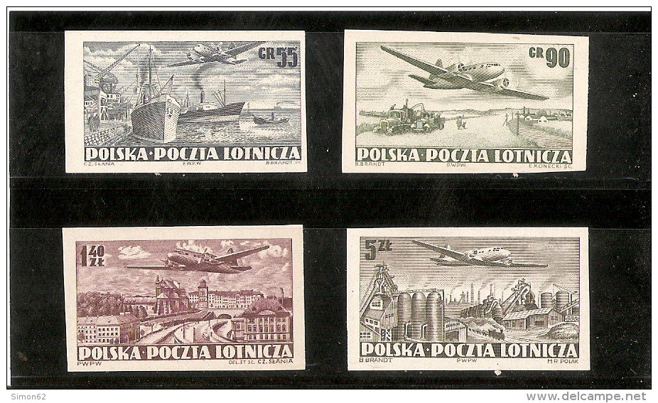 POLOGNE POSTE AERIENNE DE 1952  N° 28/31 NON DENTELE NEUF ** MNH - Unused Stamps