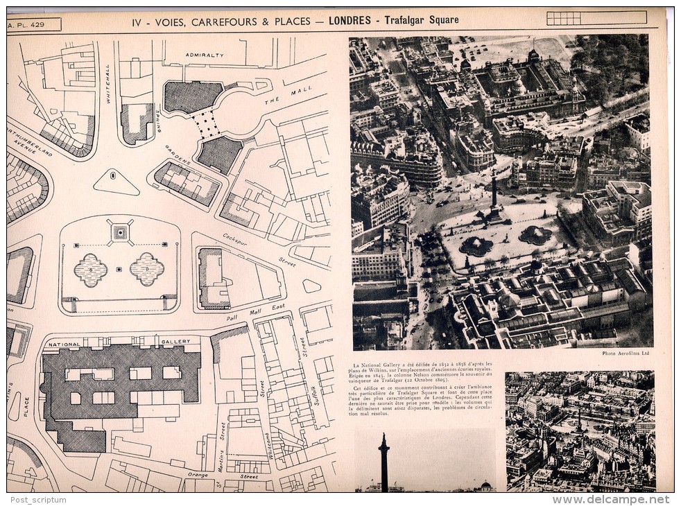 Vieux Papiers - Documents D'urbanisme - Londres - Trafalgar Square - Architecture