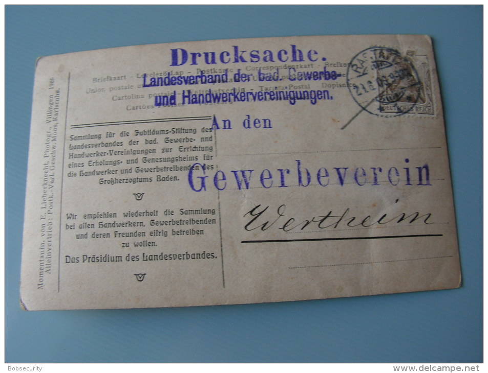 == Rastatt , Baden Gewerbeverein Werbekarte 1906   Großherzog - Rastatt