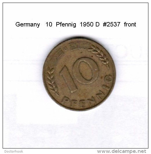 GERMANY    10  PFENNIG  1950 D   (KM # 108) - 10 Pfennig