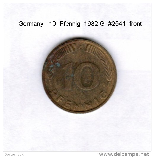 GERMANY    10  PFENNIG  1982 G   (KM # 108) - 10 Pfennig