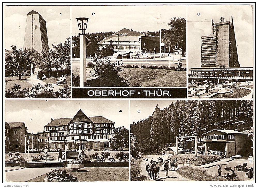 AK 8297 OBERHOF - THÜR. Mehrbildkarte 5 Bilder 26.8.77-16 606 CELLA MELIS Werbestempel 60 JAHRE BÜROMASCHINEN - Glottertal