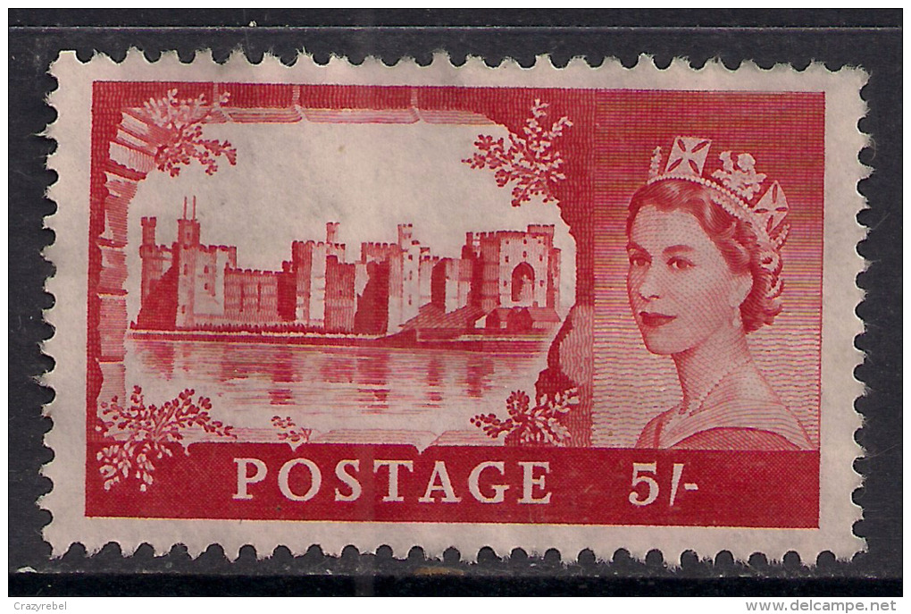 GB 1959 - 68 QE2 5/-d H/V Red Castle Unused  Wmk 179. ( M591 ) - Unused Stamps