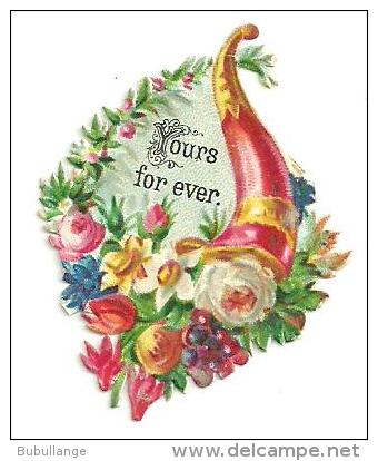 Découpis Gaufrés, "yours For Ever", Corne D'abondance, Fleurs , 4.5cm X 3.5cm - Fleurs