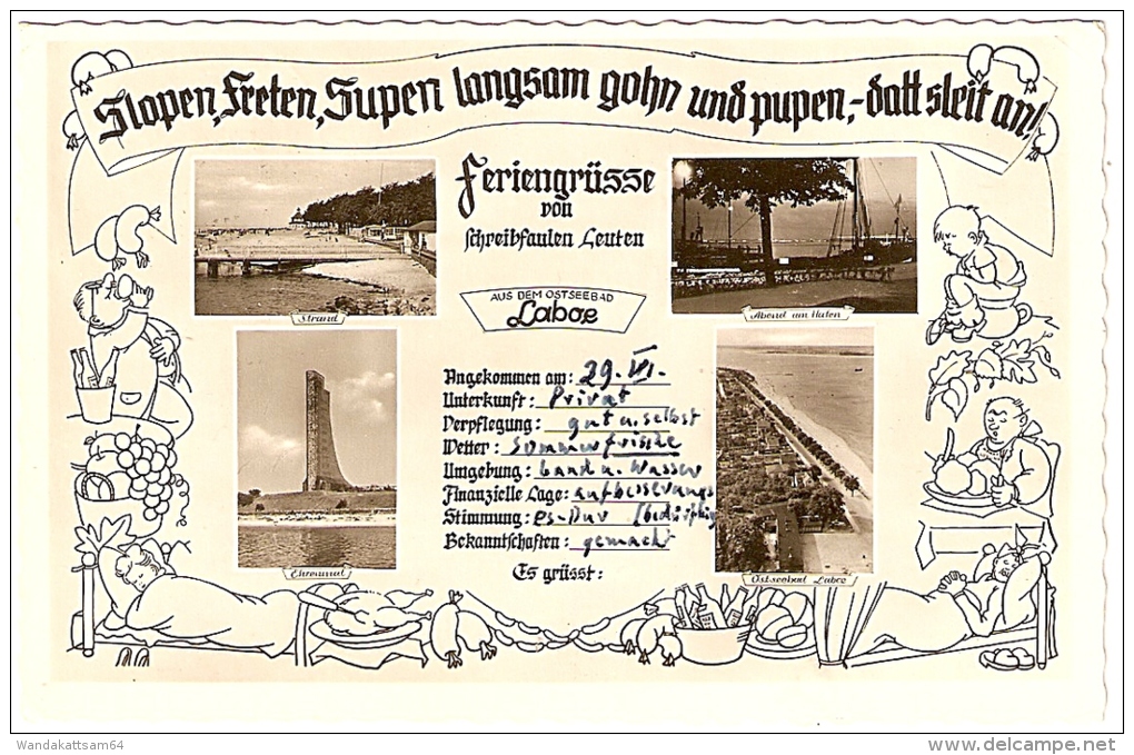 AK Slopen Freten Supen Langsam Gohn Und Pupen Datt Sleit An ! Feriengrüsse V. Schreibfaulen Leuten A. D. OSTSEEBAD Laboe - Laboe