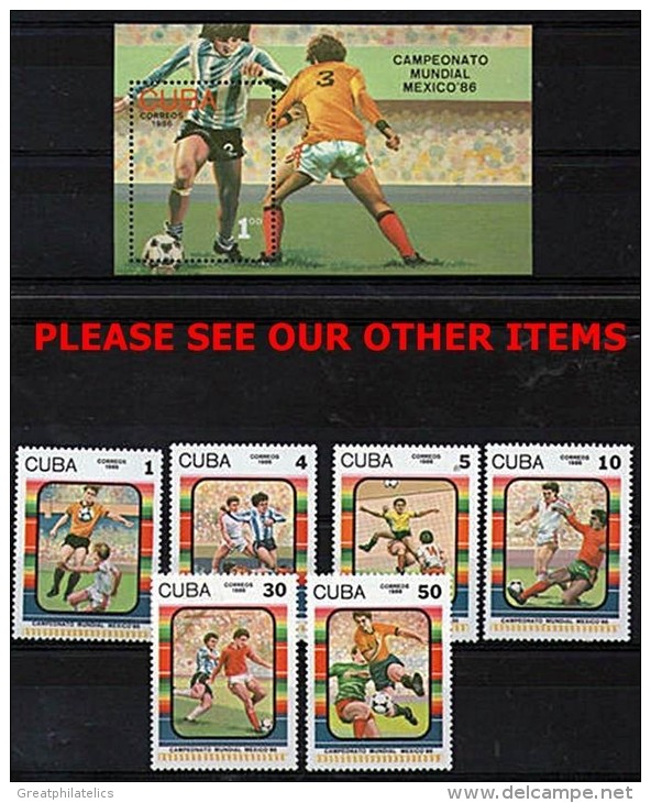 CUBA MEXICO 1986 SOCCER / FOOTBALL CUP + S/S SC.#2825-31 MNH SPORTS - Ongebruikt