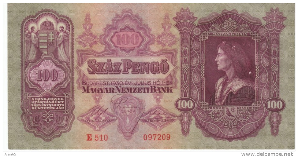 Hungary #98 100 Pengo 1930 Banknote Currency - Hungría