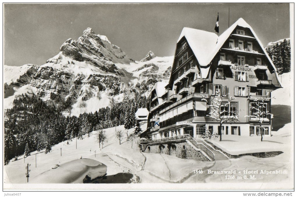 BRAUNWALD (Suisse) Vue Extérieure De L'hotel Alpenblick - Braunwald