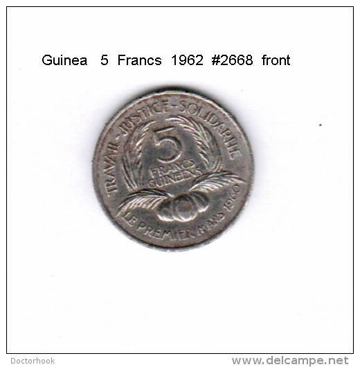 GUINEA    5  FRANCS  1962   (KM # 5) - Guinée