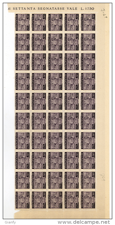 SAN MARINO SEGNATASSE 25 CENTESIMI 1945 BLOCCO DI FOGLIO 50 VALORI MNH** - Portomarken