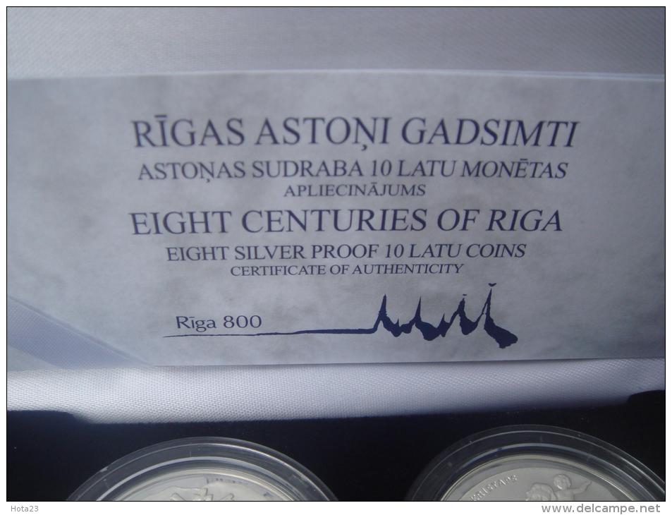 (!) Latvia 10 Latu 1995,1996,1997,1998, 800th Anniversary Riga silver coins full set  proof