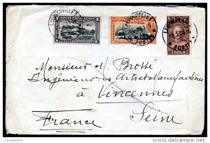 BELGIUM CONGO TO FRANCE Cover 1931 W/Yvert # A 1/2 - 144, VF - Briefe U. Dokumente