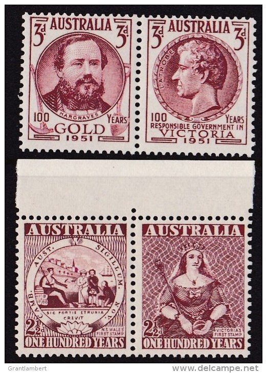 Australia 1950 First Stamps Pair &amp; 1951 Gold Pair MNH - Mint Stamps
