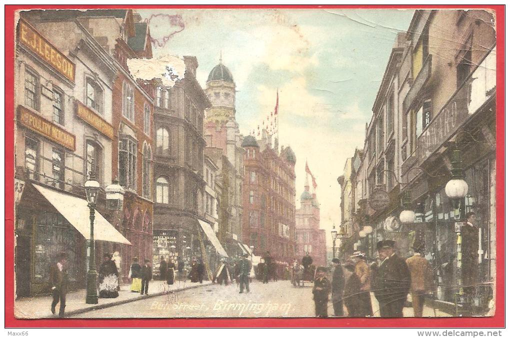 CARTOLINA VIAGGIATA GRAN BRETAGNA - BIRMINGHAM - Bull Street - E. J. LEESON - Annullo BIRMINGHAM 22 - 04 - 1915 - Birmingham