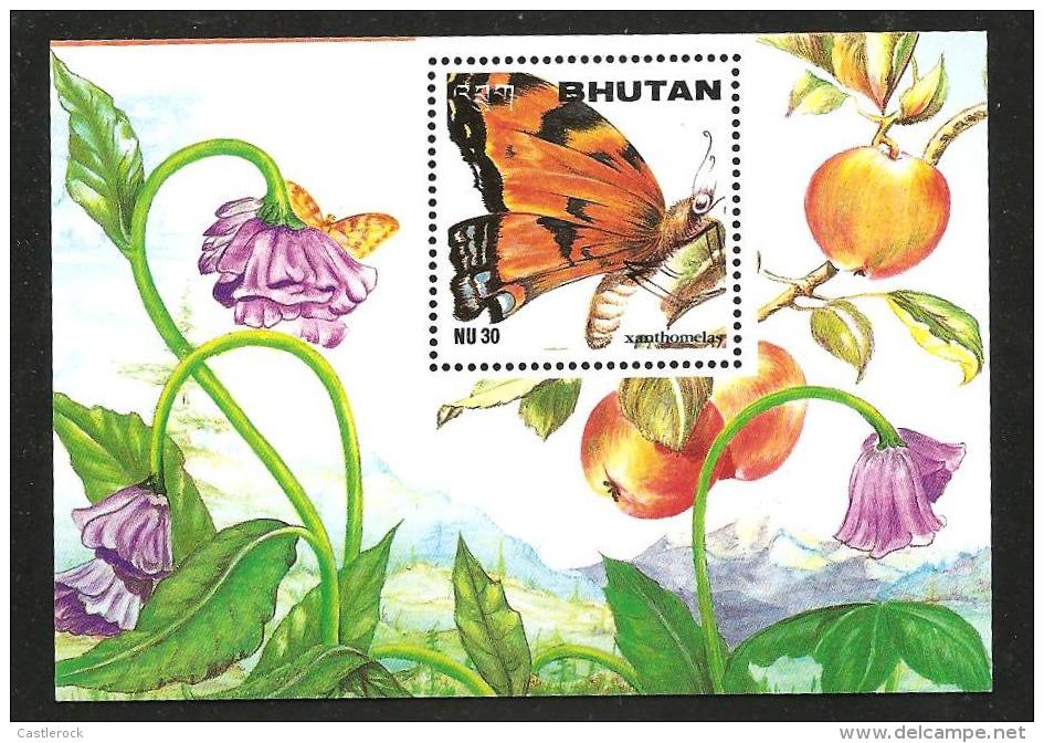 O) 1996 BHUTAN-ASIA, BUTTERFLIES, FLOWERS, FRUITS. SOUVENIR MNH. - Bhutan