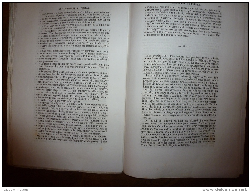 Sept. 1849 Annexe LE CONSEILLER DU PEUPLE Par LAMARTINE..rare Journal D'origine Tel Que Distribué (non Retaillé) - 1800 - 1849