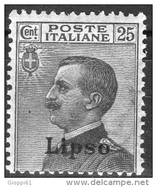 1912 Lipso - Francobolli D´Italia Soprastampati 25 C - Aegean (Lipso)