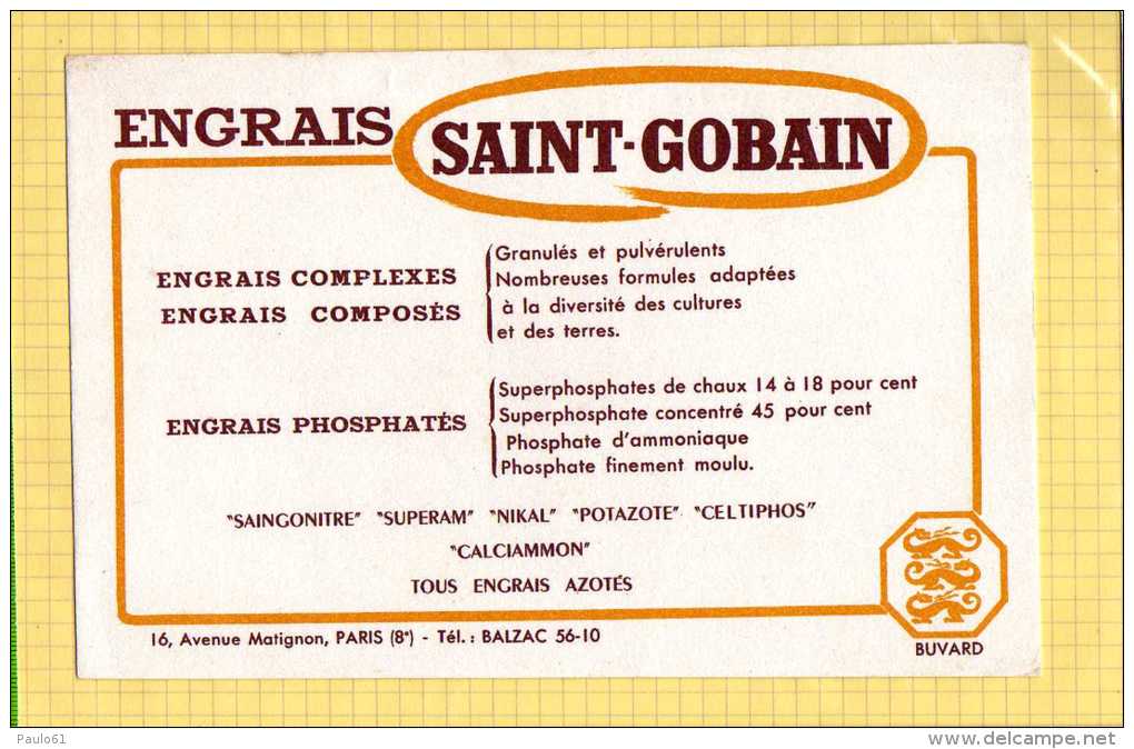 BUVARD  :Pour L'Agriculture SAINT GOBAIN Engrais - Farm