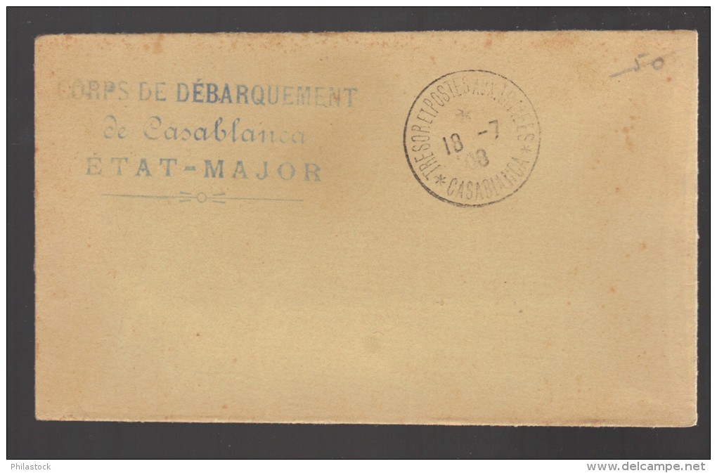 MAROC Lettre FM 1908 Corps De Débarquement De Casablanca - Cartas & Documentos